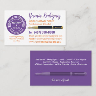 Mobile Notary Public Business Card