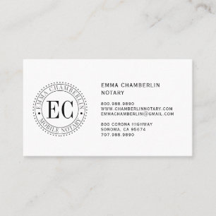 Mobile Notary Public Business Card