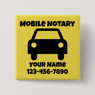 Mobile Notary Public Car Symbol Customised 15 Cm Square Badge