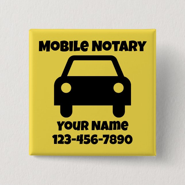 Mobile Notary Public Car Symbol Customised 15 Cm Square Badge (Front)