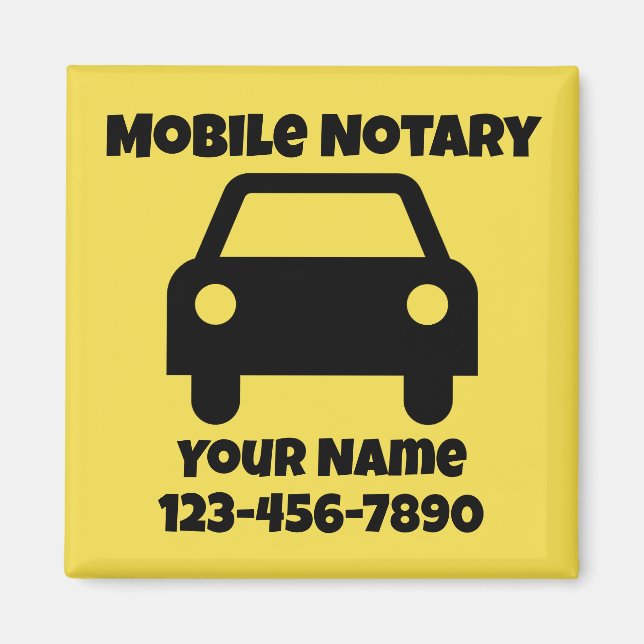 Mobile Notary Public Car Symbol Customised Magnet (Front)