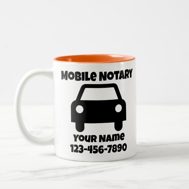 Mobile Notary Public Car Symbol Customised Two-Tone Coffee Mug (Left)