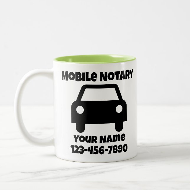 Mobile Notary Public Car Symbol Customised Two-Tone Coffee Mug (Left)