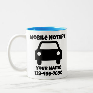 Mobile Notary Public Car Symbol Customised Two-Tone Coffee Mug
