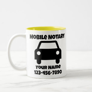 Mobile Notary Public Car Symbol Customised Two-Tone Coffee Mug