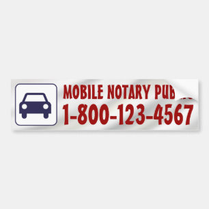 Mobile Notary Public Car with Phone Number Bumper Sticker
