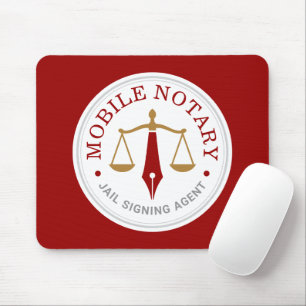 Mobile Notary Public Custom Legal Signing Red Gold Mouse Mat