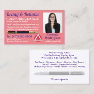 Mobile Notary Public Customisable Photo Business C Business Card