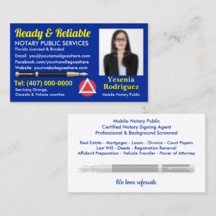 Mobile Notary Public Customizable Photo Business C Card