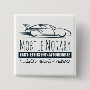 Mobile Notary Public Fast Car with Phone Number 15 Cm Square Badge