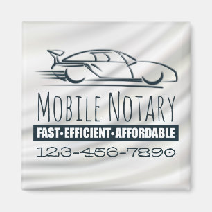 Mobile Notary Public Fast Car with Phone Number Magnet