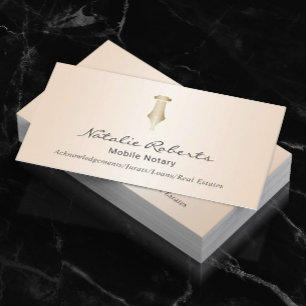 Mobile Notary Public Golden Signing Pen Ivory Business Card