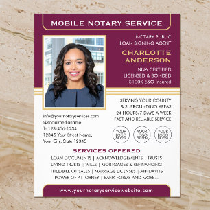Mobile Notary Public Loan Signing Agent Plum Gold Flyer