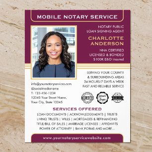 Mobile Notary Public Loan Signing Agent Plum Gold Flyer