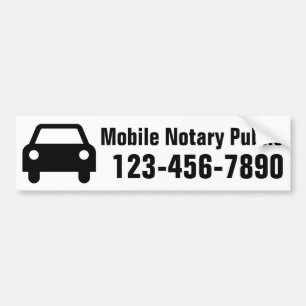 Mobile Notary Public Phone Number Customised Bumper Sticker