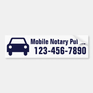 Mobile Notary Public Phone Number Customised Bumper Sticker
