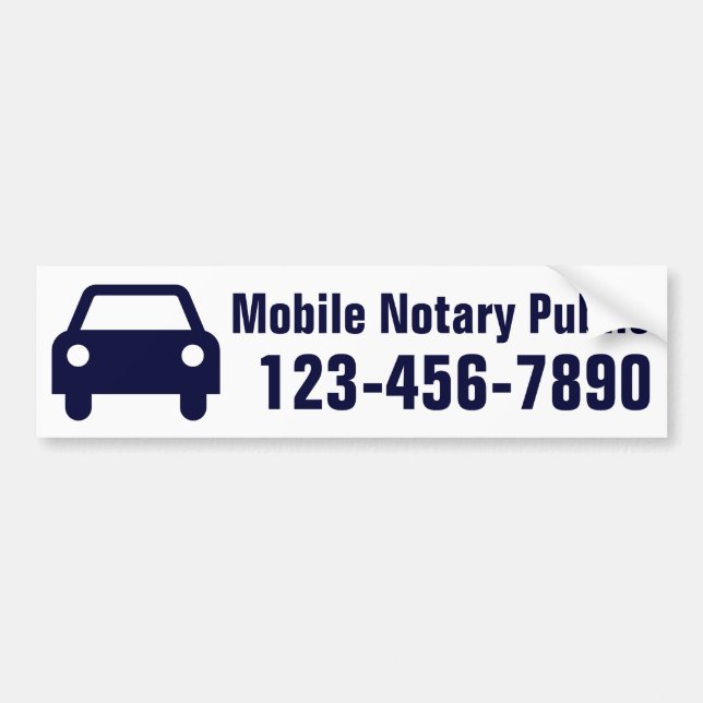 Mobile Notary Public Phone Number Customised Bumper Sticker (Front)