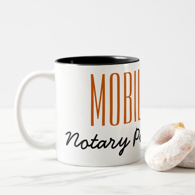 Mobile Notary Public Poised Pen Customisable Two-Tone Coffee Mug (With Donut)