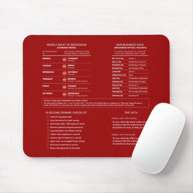 Mobile Notary Public Reference tool red gold Mouse Mat (With Mouse)