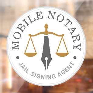 Mobile Notary Public Signing Agent Legal grey gold Window Cling