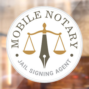 Mobile Notary Public Signing Agent Legal khaki Window Cling