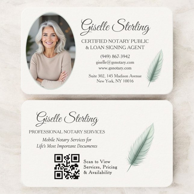 Mobile Notary QR Code Photo  Business Card (Creator Uploaded)