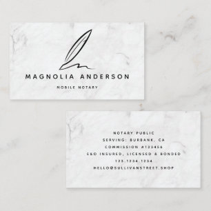 Mobile Notary Quill Marble Business Card