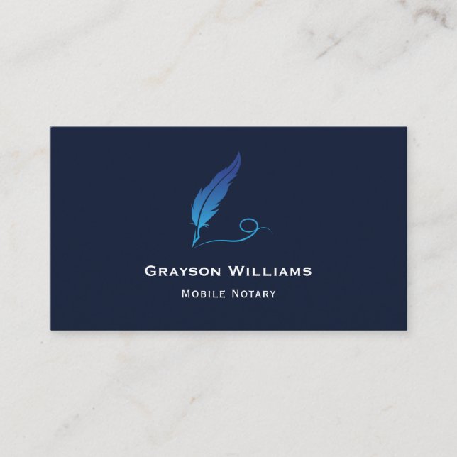 Mobile Notary Quill QR Code Business Card (Front)