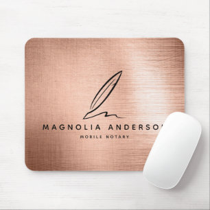 Mobile Notary Quill Rose Gold Brushed Metal Mouse Mat