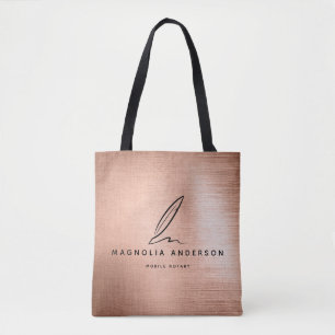 Mobile Notary Quill Rose Gold Brushed Metal Tote Bag