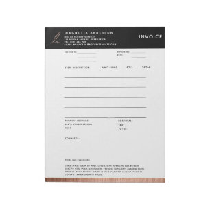 Mobile Notary Quill Rose Gold Invoice Notepad