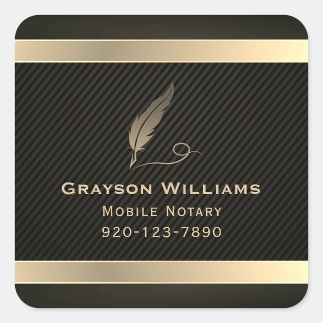 Mobile Notary Quill Square Sticker (Front)