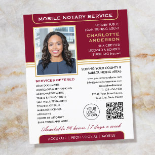 Mobile Notary Service Flyers Classic Burgundy Gold