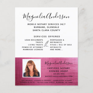 Mobile Notary Service Pink Foil Photo Flyer