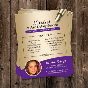 Mobile Notary Service Purple & Gold Photo Flyer