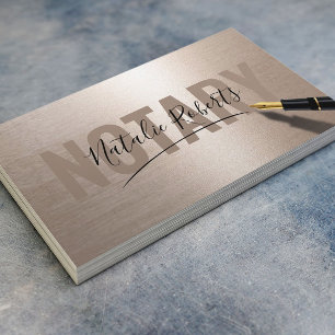 Mobile Notary Service Signature Elegant Gold Business Card