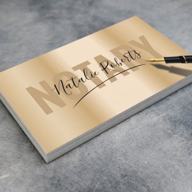 Mobile Notary Service Signature Modern Gold Business Card (Creator Uploaded)