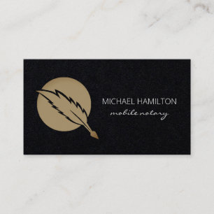 Mobile Notary Signing Agent Black Gold Business Card