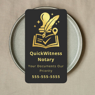 Mobile Notary Signing Agent Luxury Black Gold Business Card