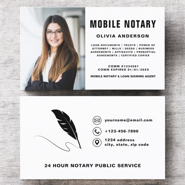 Mobile Notary Signing Agent Photo  Business Card (Creator Uploaded)