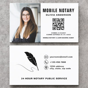 Mobile Notary Signing Agent QR Code Photo  Business Card