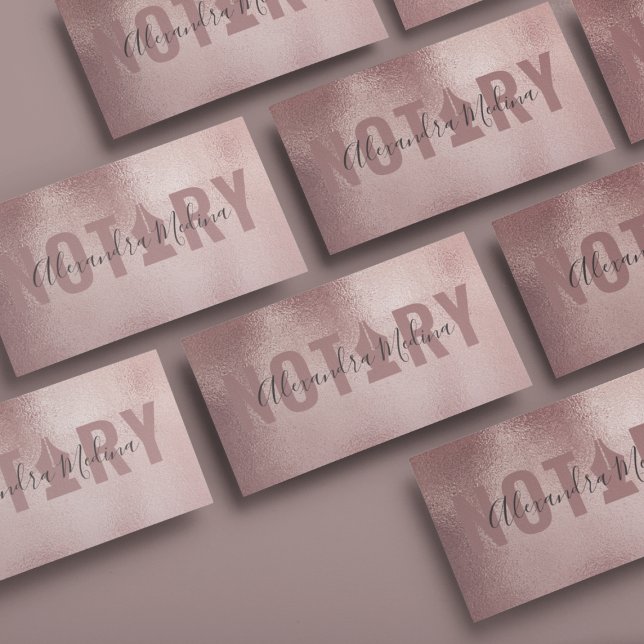 Mobile Notary Signing Agent Rose Gold Business Card (Creator Uploaded)