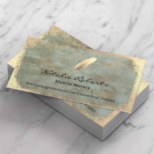 Mobile Notary Signing Agent Vintage Gold Quill Business Card