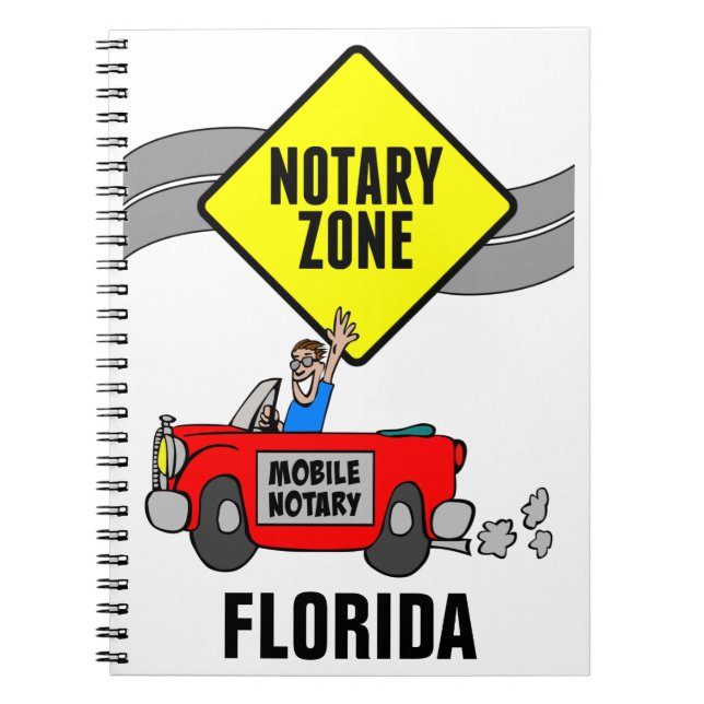 Mobile Notary Zone Red Sports Car Florida Notebook (Front)