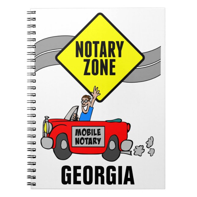 Mobile Notary Zone Red Sports Car Georgia Notebook (Front)