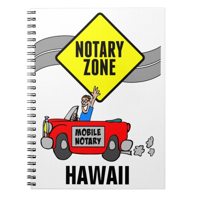 Mobile Notary Zone Red Sports Car Hawaii Notebook (Front)
