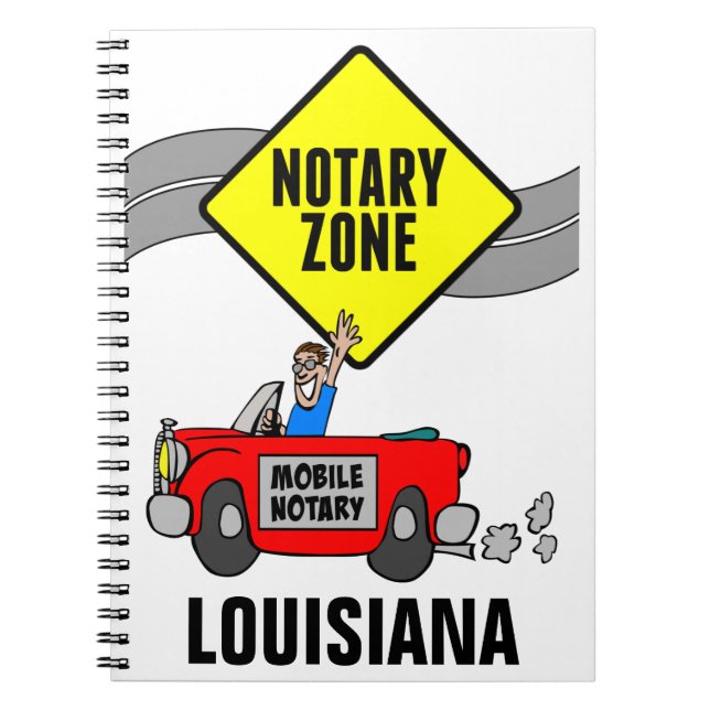 Mobile Notary Zone Red Sports Car Louisiana Notebook (Front)