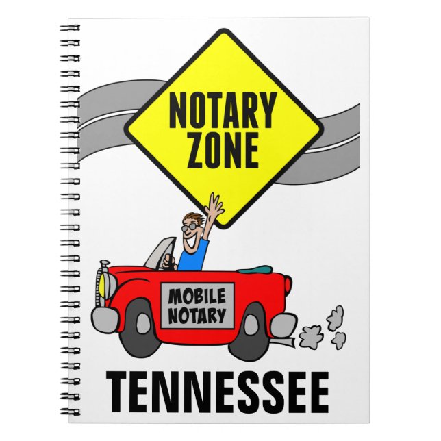 Mobile Notary Zone Red Sports Car Tennessee Notebook (Front)