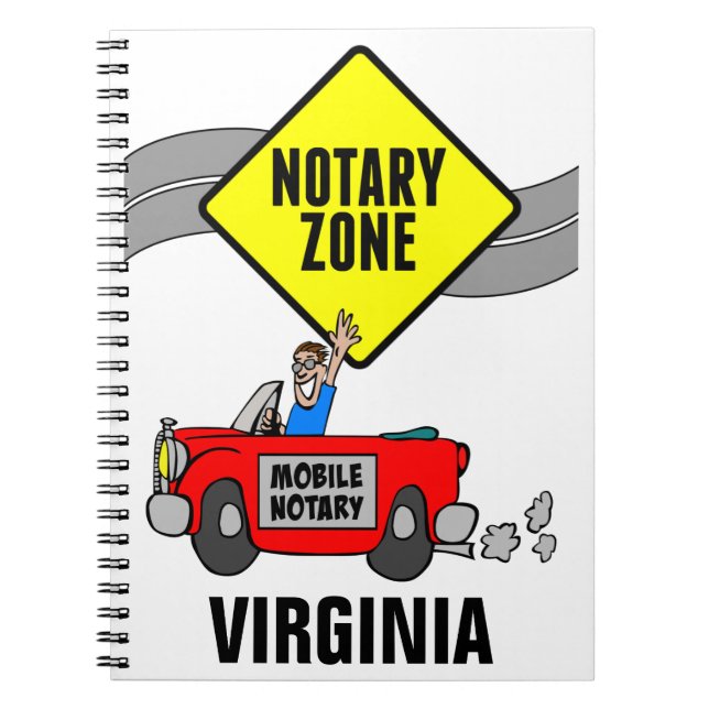 Mobile Notary Zone Red Sports Car Virginia Notebook (Front)