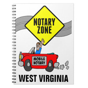 Mobile Notary Zone Red Sports Car West Virginia Notebook